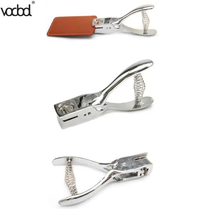 

Silver Metal Hand Held Slot Puncher ID Card Photo Paper Badge Hole Punch Tag Tool Standard Hole Puncher Home Office Kit CSV