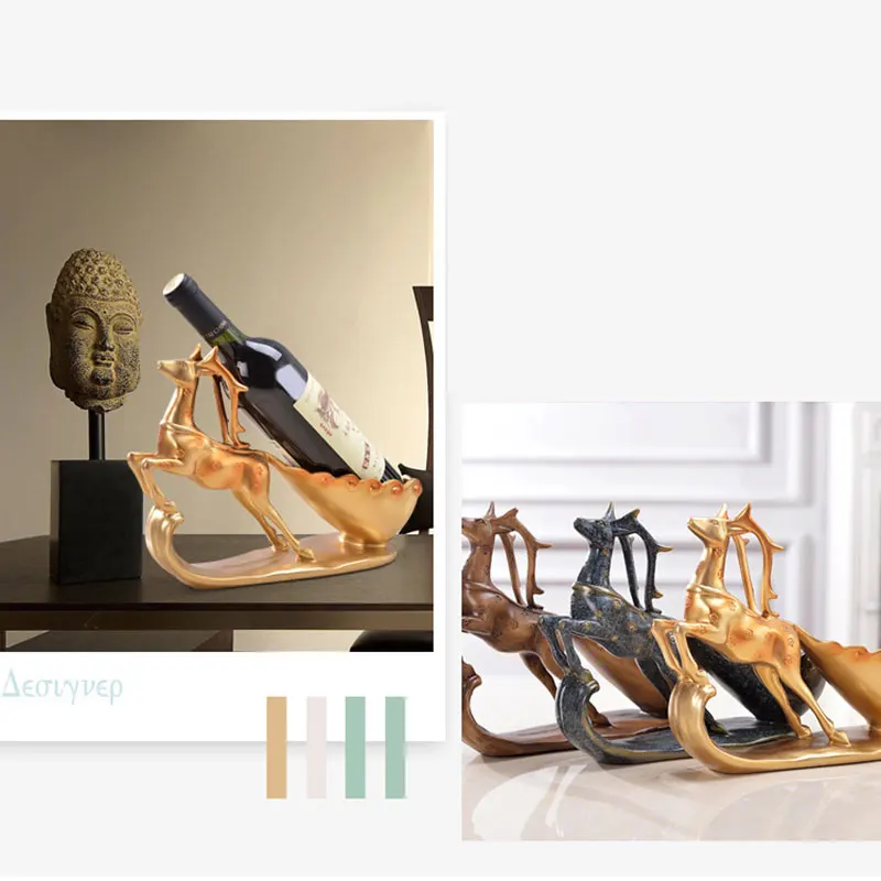 

Newly Deer Ornaments Wine Rack Crafts Decoration Gift for Home Living Room Cabinet XSD88