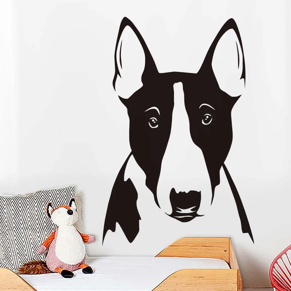 Lucu Anjing Bull Terrier Potret Dinding Yang Dapat Dilepas Stiker