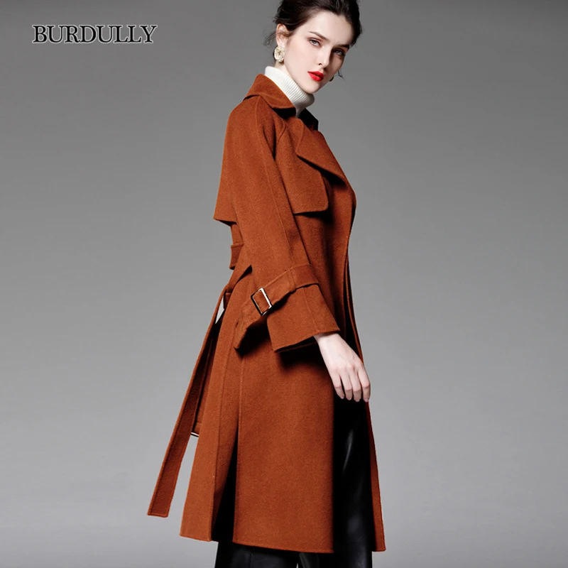 BURDULLY Casaco Feminino Inverno Для женщин шерсть кашемировое пальто зима 2018 новые женские