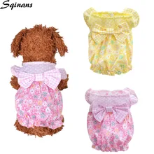 Sqinans/1 шт.; летняя рубашка с цветочным рисунком для собак; дышащая хлопковая одежда с милым бантом и щенком; костюм в деревенском стиле для Померанцев