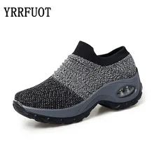 YRRFUOT Женская прогулочная обувь кроссовки на платформе женская спортивная обувь без застежки женские лоферы Air Sole обувь тапки клина