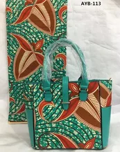 African wax print fabric 6 yards per lot african cotton fabric combine with 1 ladies handbag AYB-113