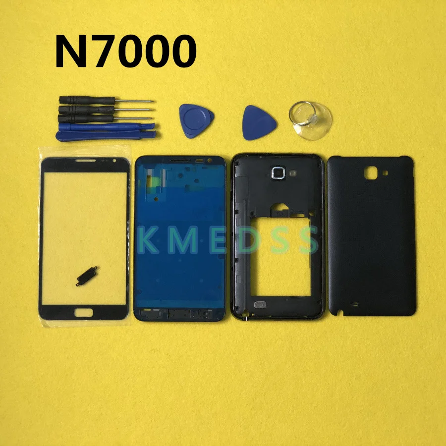 Чехол с полным корпусом для samsung Galaxy Note N7000, ЖК-панель, средняя рамка, крышка на батарейку+ передняя стеклянная линза+ Инструменты