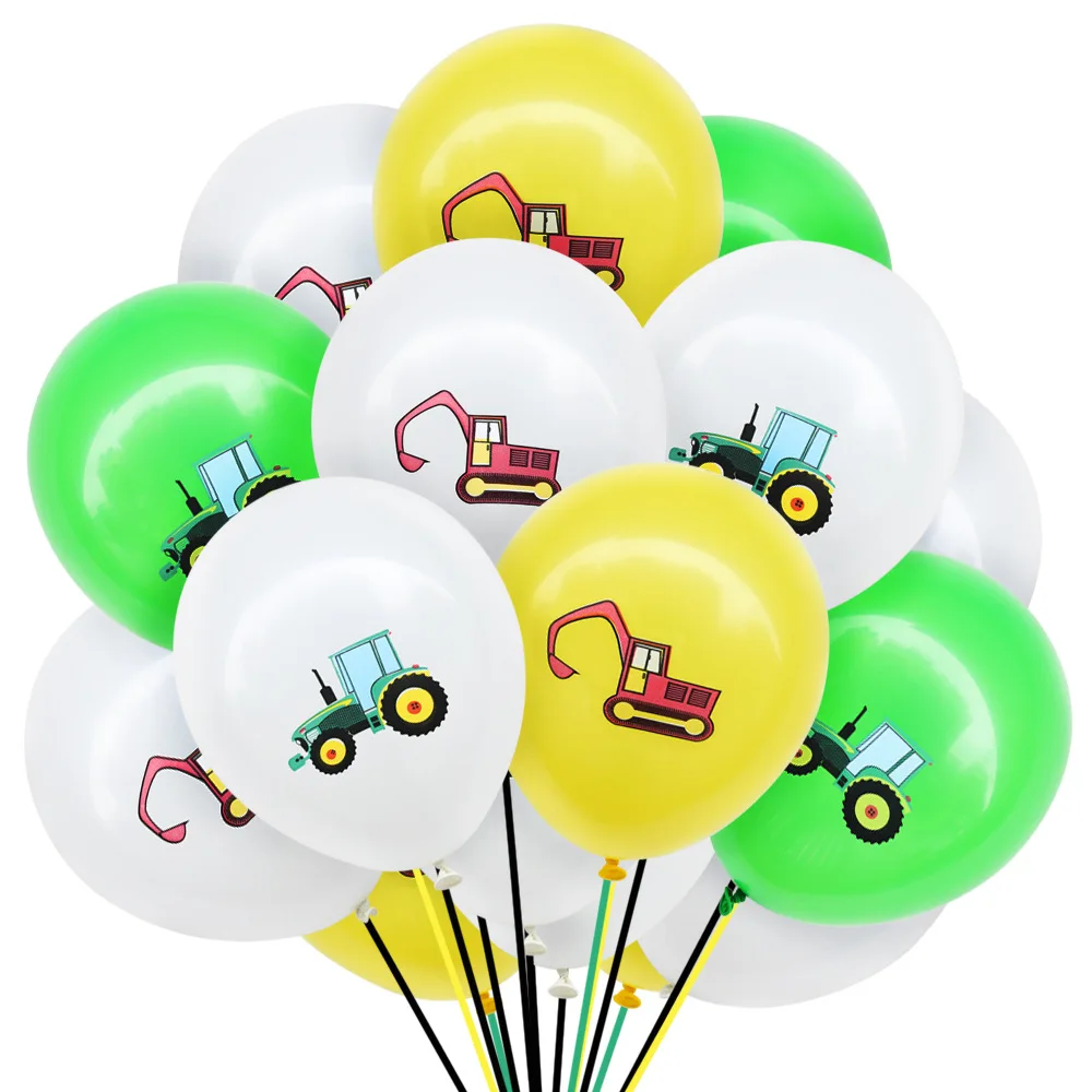 

10pcs Cartoon Excavator Latex Balloons Construction Vehicle Truck Ballons Car Builder Theme Party Decoration kids boy Birthday