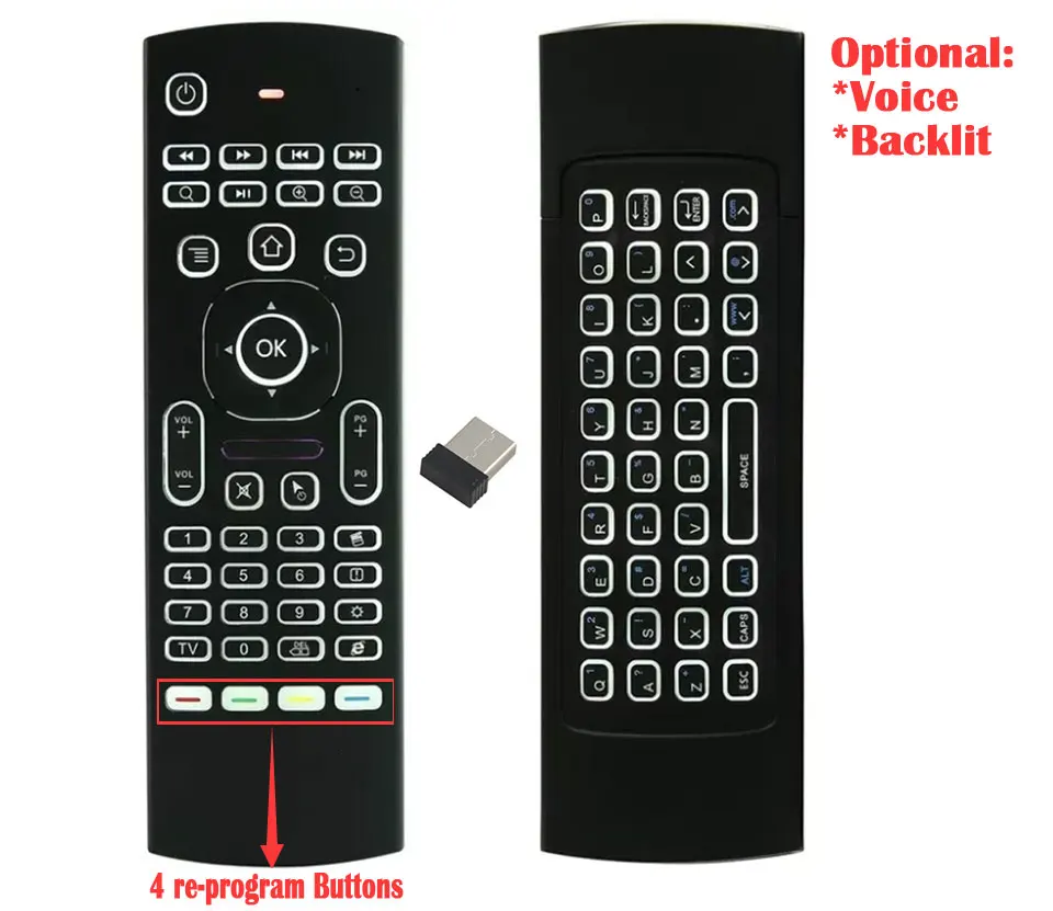 

1pcs MX3 T3 2.4G wireless air mouse Mini keyboard remote controller Joystick Gamepad Game pad Backlit/Microphone voice/Standard