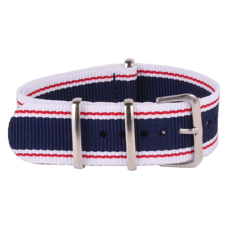 

20 mm Belts Stripe Cambo White Red Nato Woven Fiber watchband 20mm Nylon Watch Straps Wristwatch Band Buckle Cheap fabric