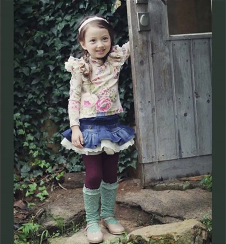 3-8 y kids leggings girls ruffle pants denim skirts lace leggings for girls clothes On Sales spring autumn trousers (17)
