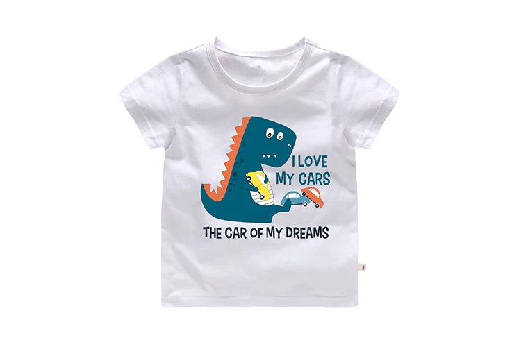 Cartoon Dinosaur T-shirt Kids baby boy t shirt I love my cars the car of my dreams Summer New Arrival Shorts Cotton Wholesale (9)