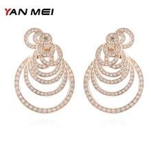 Яньмэй Кристалл Многослойная круглые серьги для Для женщин CZ геометрический круг серьги Модные аксессуары YME8059