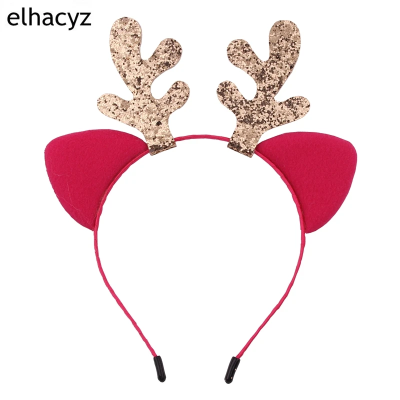 

1PC Retail 2019 New Christmas Deer Hairband Glitter Cat Ears Headband Party Cosplay Headwear 7 Colors Hair Accessories For Ki