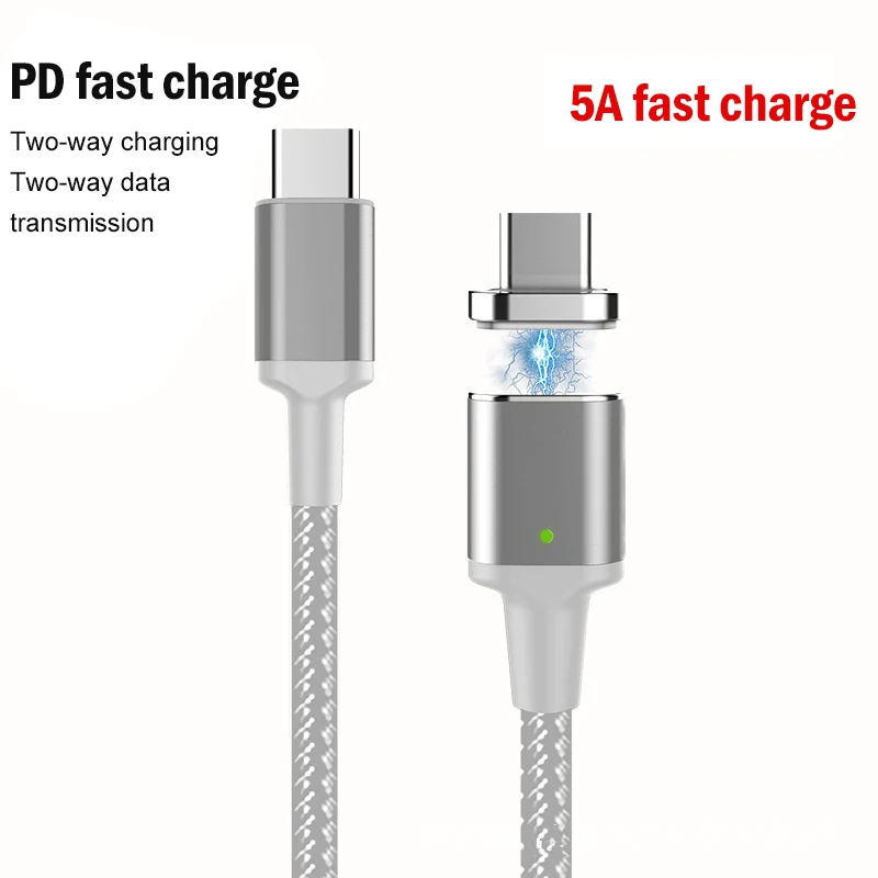 Магнитный 5А PD кабель USB C к USB C type C кабель для быстрой зарядки данных зарядное устройство папа-папа для MacBook Pro для samsung для Google