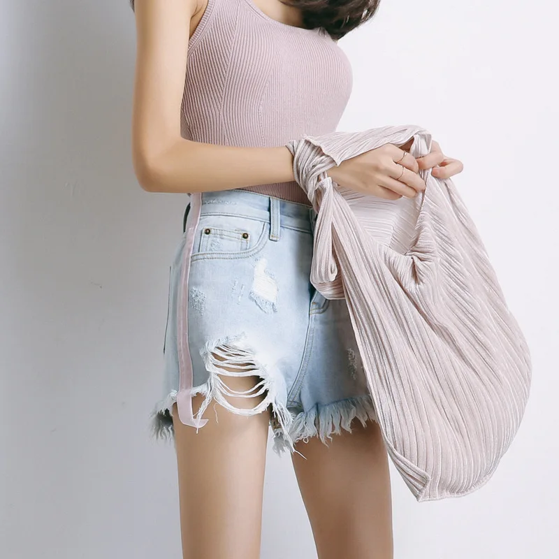 Chic Cintura Alta Coreana Mujeres Versión Cortos De Lateral Sexy Verano Las Pantalones Lágrima Light Blue Denim Vaqueros 2019 Uqw1Igx