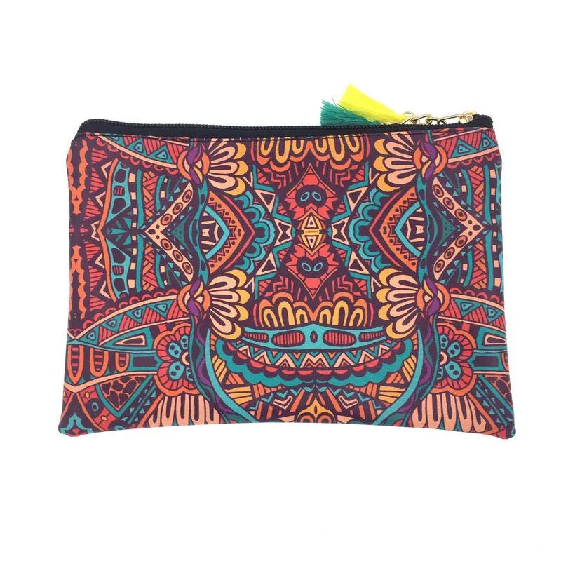 KANDRA Waterproof Tribal Tassel Makeup Bag Travel Zipper Pouch Cosmetic Bag Boho Clutch Purse Native Southwest Style Women Gift KANDRA Waterproof Tribal Tassel Makeup Bag Travel Zipper Pouch Cosmetic Bag Boho Clutch Purse Native Southwest Style Women Gift