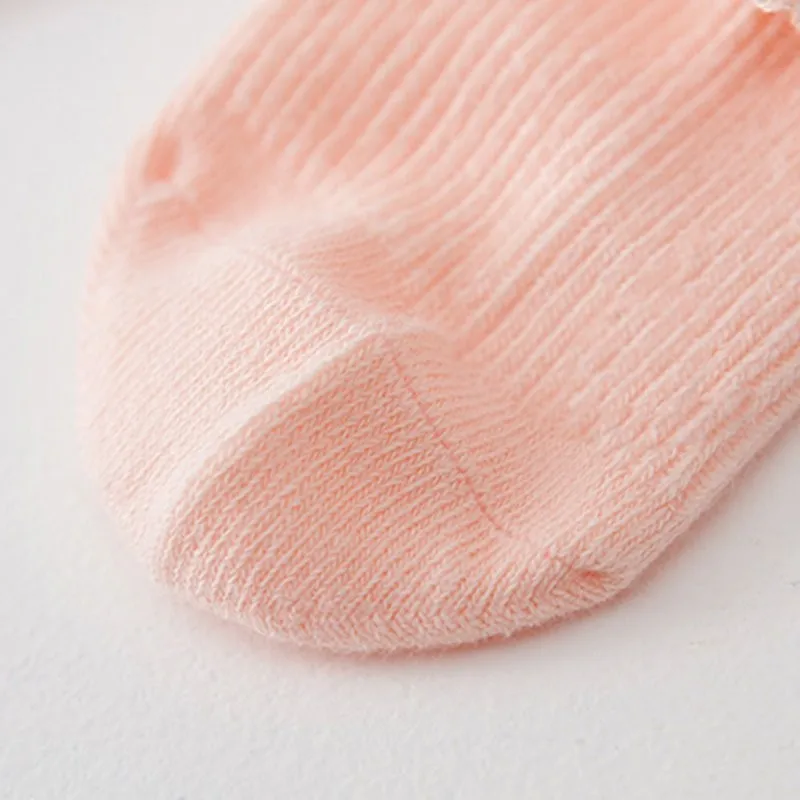 Милые Новорожденные Девочки Малыши носки детские белые розовые Нарядные Кружевные с оборкой противоскользящие носки
