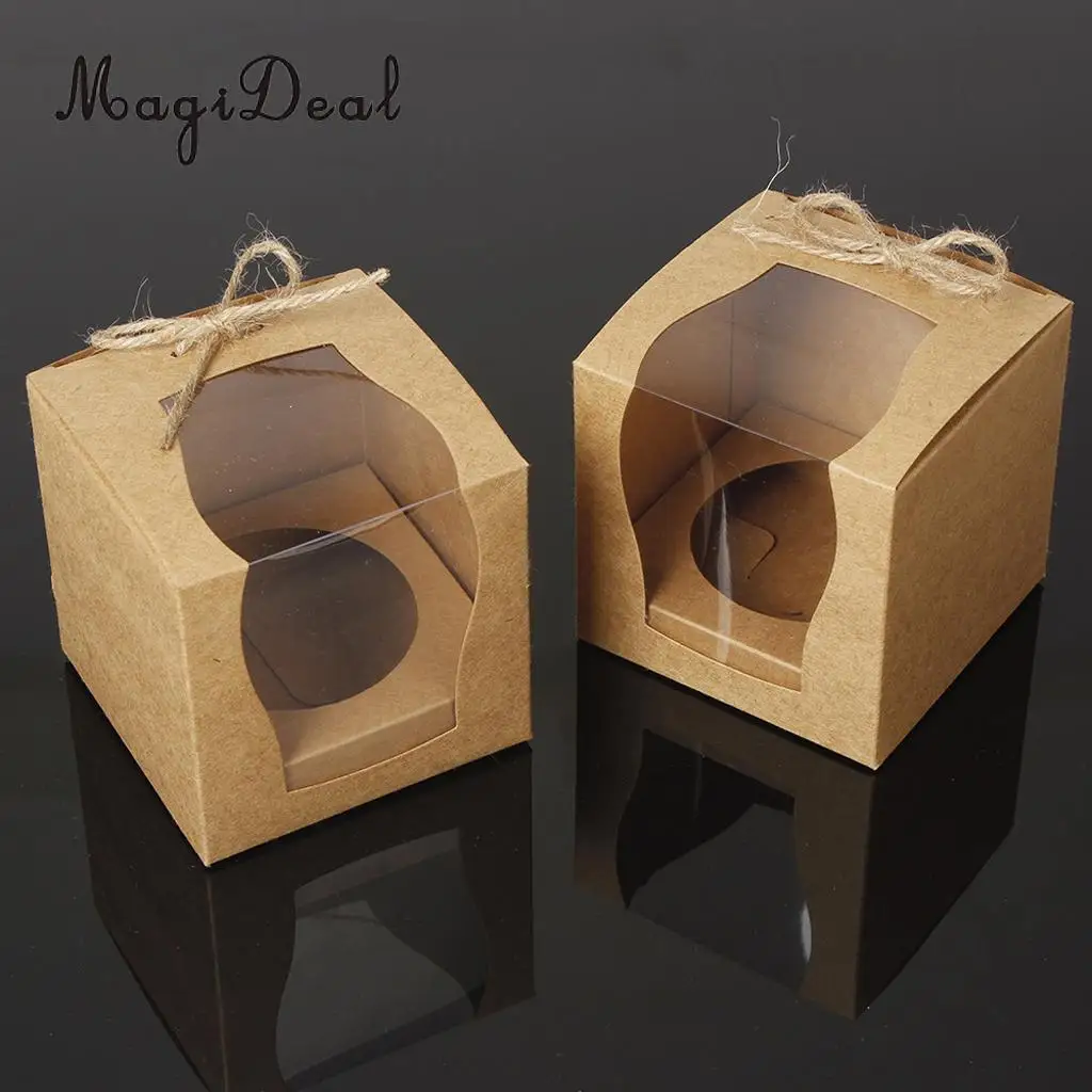 MagiDeal 24pcs Vintage Kraft Paper Cake Cupcake Box Bakery Package Craft Wedding Favor Gift Favor Brown