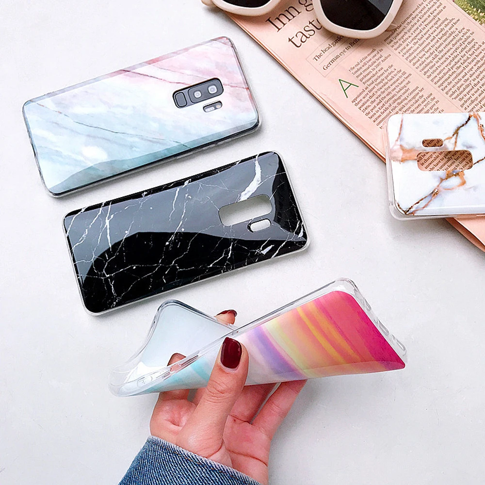 Heyytle Marble Phone Case For Samsung Galaxy S9 S8 Plus S10 Lite S7 Edge Note 9 8 Cases Ultra thin TPU Cases Smooth Cover Coque