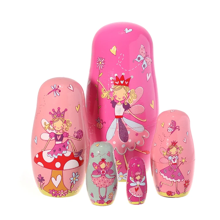 5 Layer Angel Elves Style Matryoshka Doll Russian Wooden Nesting Dolls Home Decoration Girls