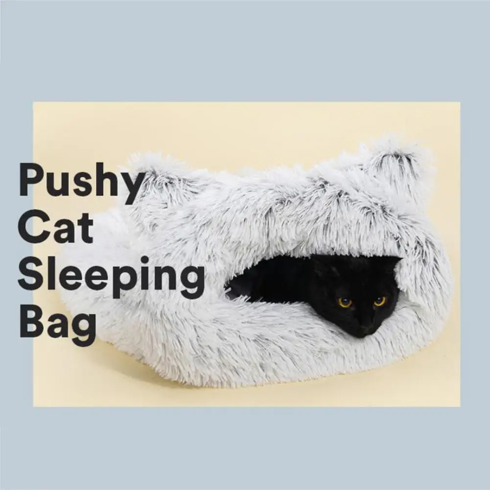 Pet Cat Dog Soft Warm Nest Kennel Bed Washable Deep Sleeping Bag Nest House For Small Dogs Cats Winter Warm Sleeping Bed Mat