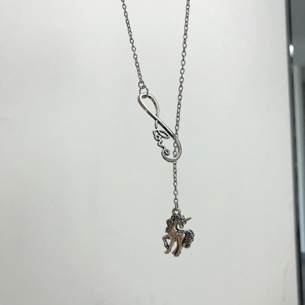 my shape Cartoon Cute Rainbow Horse Unicorn Design Metal Necklaces Infinite Bangle Bracelet for women Lucky 8 Fine Jewelry