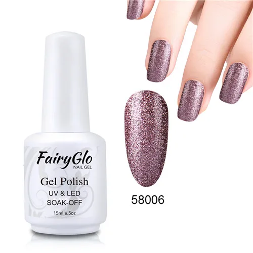 FairyGlo 15 мл Супер Bling Platinum Гель-лак блеск белая бутылка УФ гель лак для ногтей гель светодиодный праймер гель лак для ногтей эмаль - Цвет: 58006