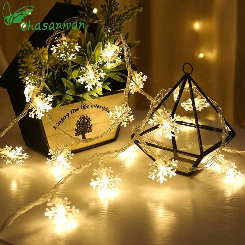 

Chasanwan 3 M 20 Lights Led Snowflake String Battery Box Led Lights Decoration Christmas Tree New Year Christmas Decor for Home