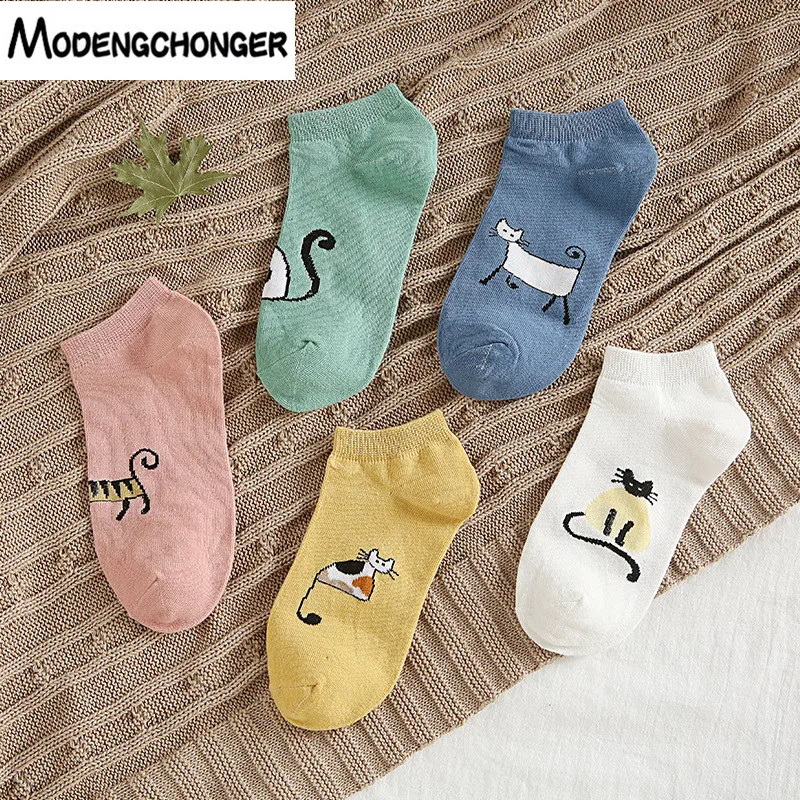 

1 Pair New Fashion Comfortable Women Candy Color Sock Small Animal Cartoon design Short Boat Socks Breathable Ladies Casual Sock