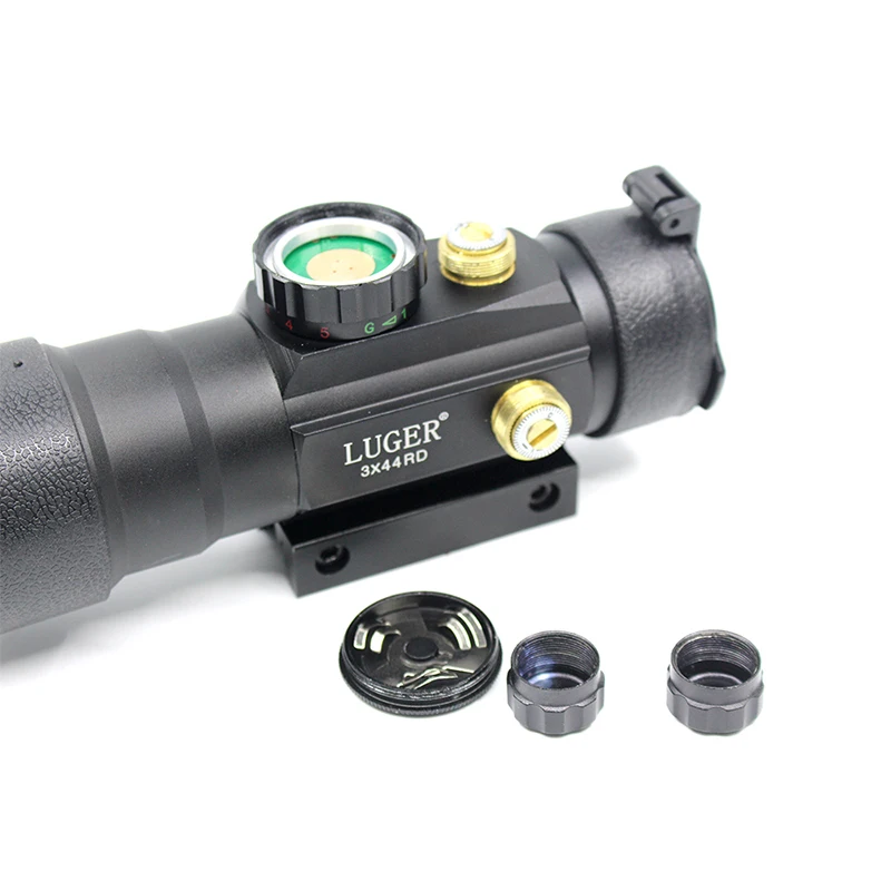 Luger 3x44 vermelho verde dot sight scope