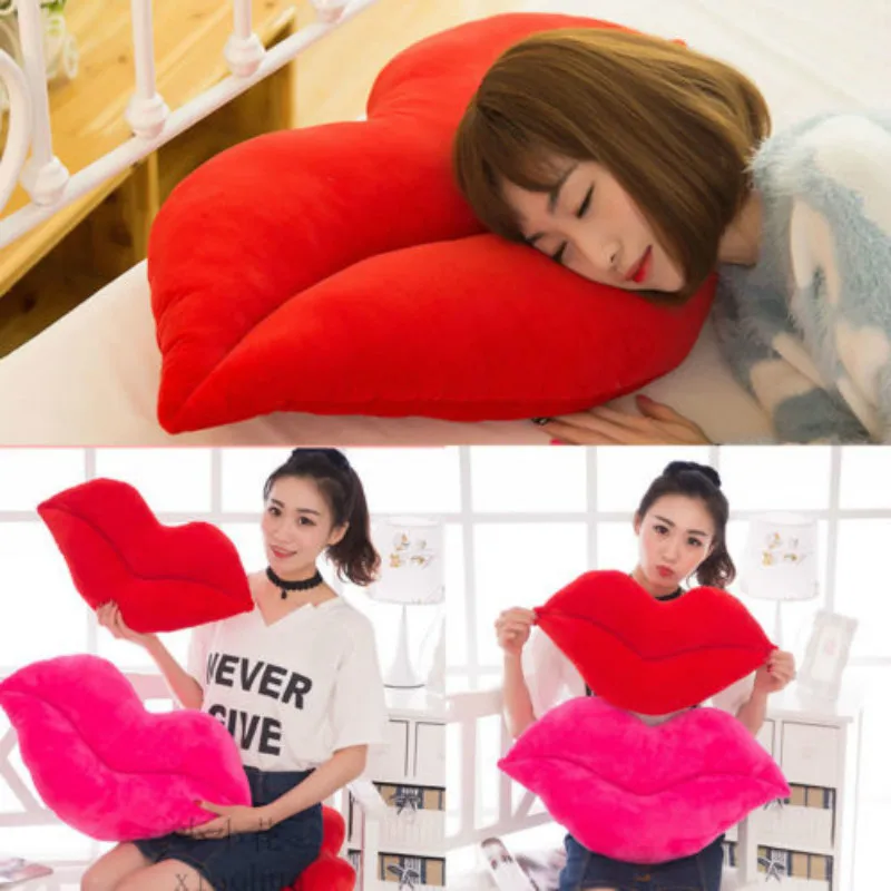 

Cotton Lip Shaped Pillow Case Waist Throw Home Decor