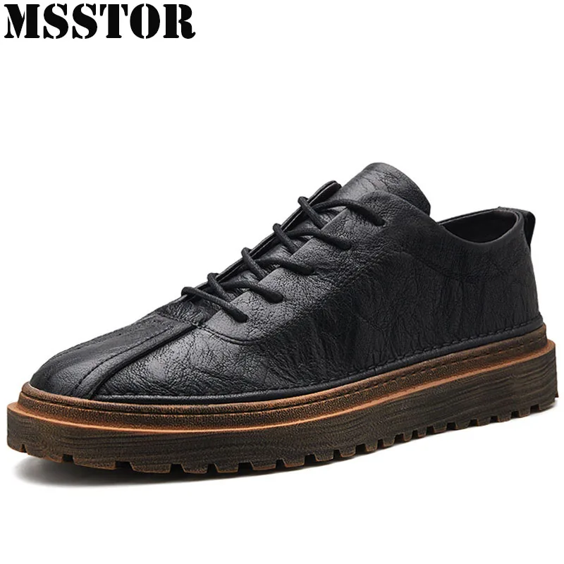 

MSSTOR 2019 Genuine Leather Casual Shoes Man Brand Men Skateboarding Sport Shoes For Male Walking Fashion Men's Sneakers
