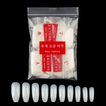 

500Pcs/bag Natural Coffin Fake Nails Long Ballerina Nail Tips Decoration Square Head French False Nails ABS Artificial 10 Sizes