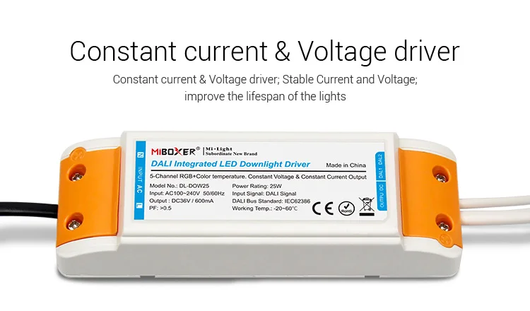 Miboxer DL-DOW25 DALI 25 Вт RGB + CCT светодиодный светильник совместимый DP3 Сенсорная панель DL-POW1 DIN Rail DALI Bus источник питания