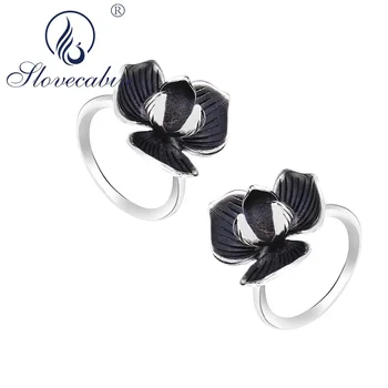 

Slovecabin 925 Sterling Silver Bague 2018 European Vintage Bijoux Blooming Lotus Flower Rings For Women Party Engagement Ring