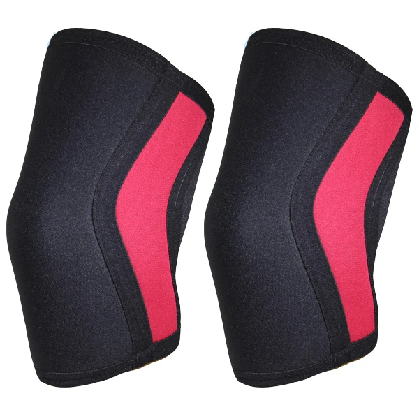 Воздухопроницаемый 7 мм неопреновый эластичный наколенник для поддержки икроножных ног рукав для тяжелой атлетики наколенники протектор Спортивные Компрессионные наколенники - Цвет: Black Red