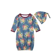 Одежда для новорожденных девочек, розового и голубого цвета с цветочным принтом спальный мешок постельного белье для пеленания Обёрточная бумага, шапочка, комплекты одежды из 2 предметов, комплекты для детей от 0 до 6 месяцев