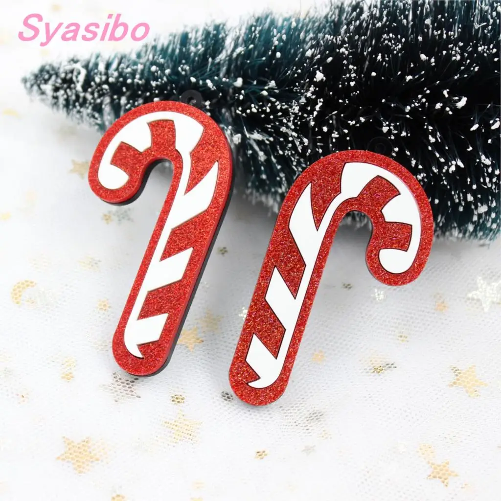 

(1pair) 60mm Acrylic Candy Earrings Christmas Earrings Eco-friendly Laser cut 2.4in-AC1574