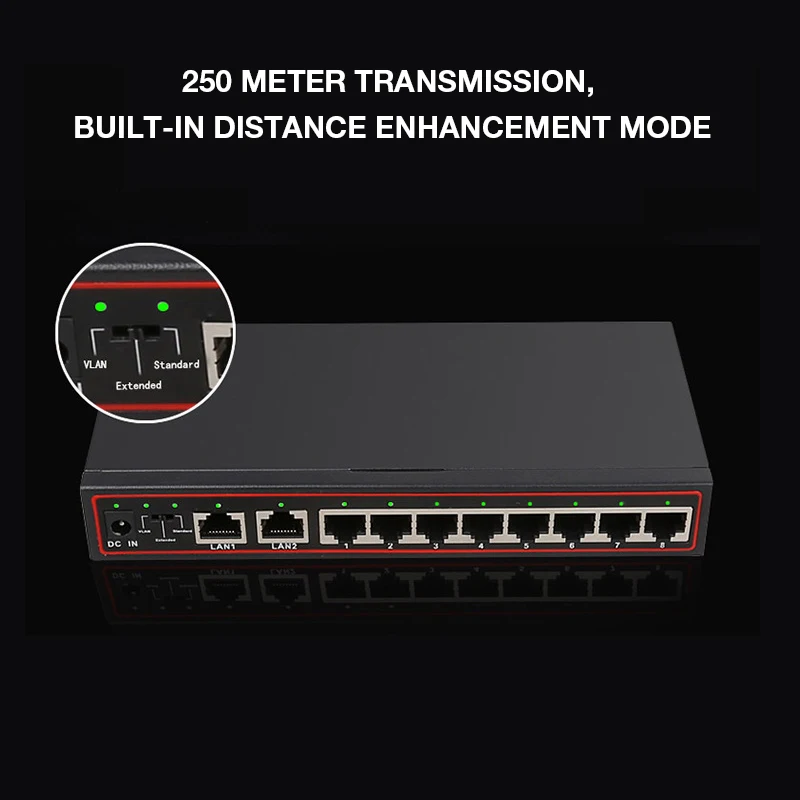 Сетевой коммутатор Spoe 250 м 10 портов сетевой POE Power Over Ethernet для IP камеры 100 Мбит/с