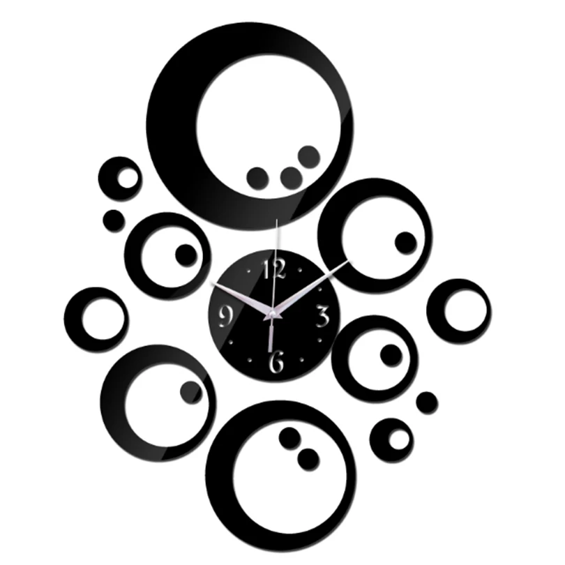 

2018 new hot Acrylic 3d wall clocks europe home decor diy crystal Quartz self adhesive wall clock art watches free shipping