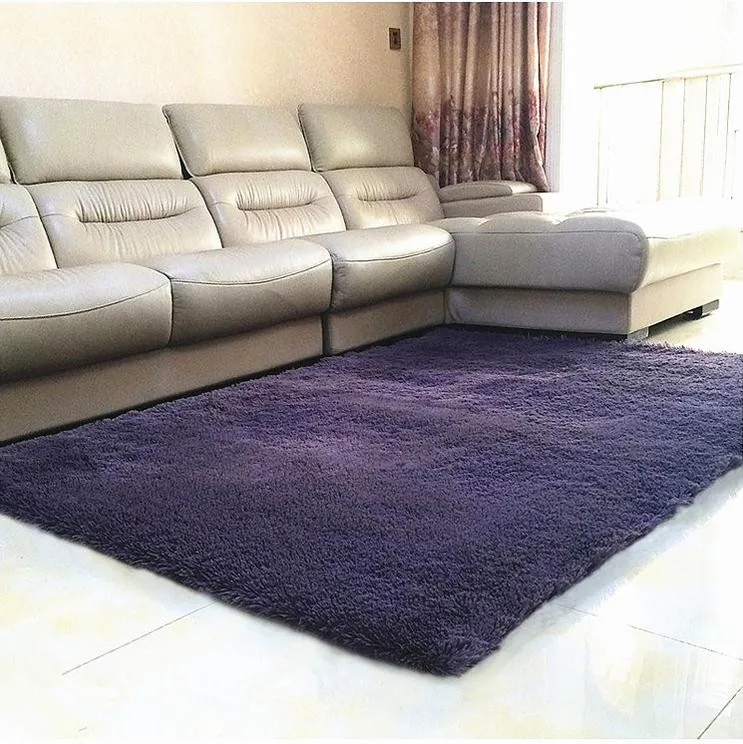 Плюшевый тканевый Противоскользящий коврик, толстые напольные ковры для гостиной, Одноцветный коврик для ванной комнаты, водопоглощающий коврик, размер Cuatom - Цвет: Dark purple