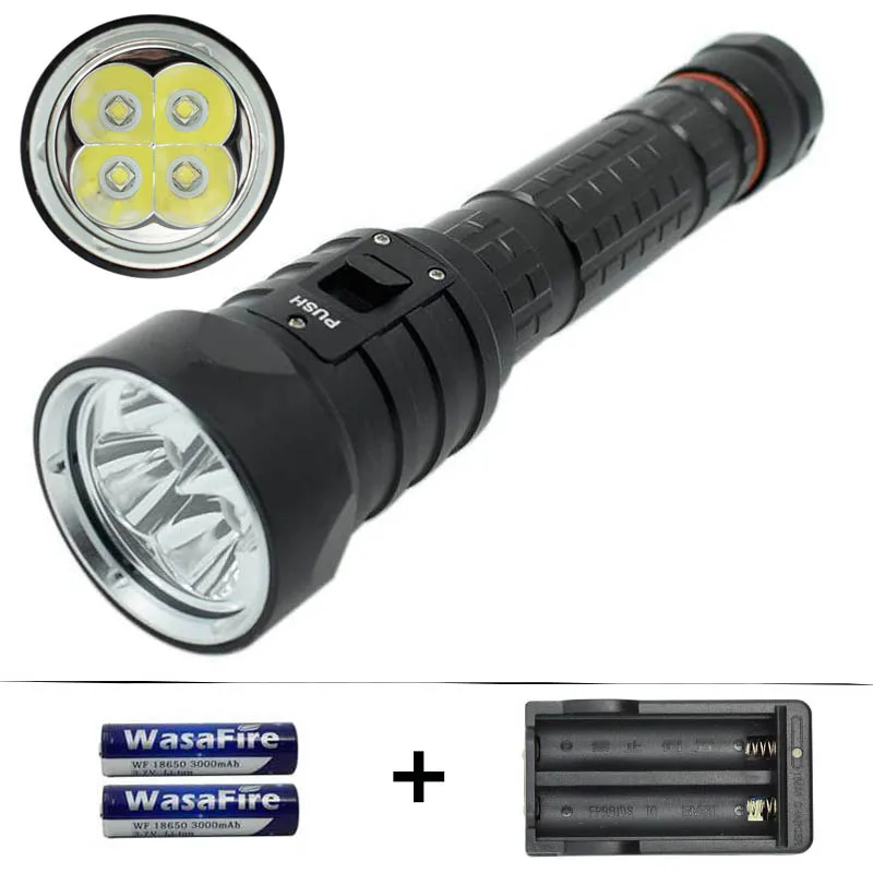 

Underwater 4x XM-L2 U2 LED Diving Flashlight White Light Brightness Waterproof 100m LED Dive Torch Lamp 18650 Scuba Flashlights