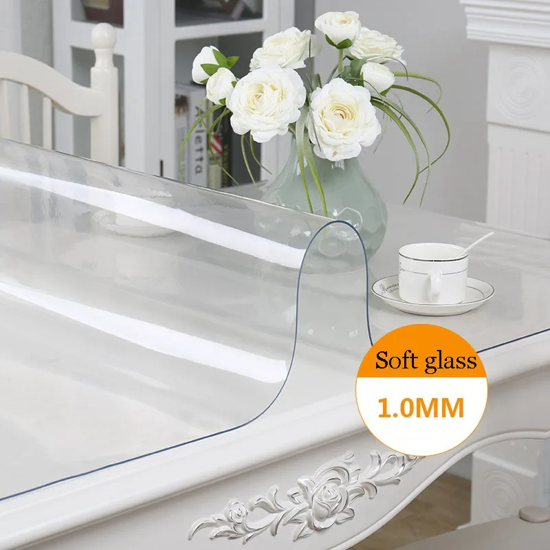 

PVC Tableclotare Kitchen Tablecloth Oil Glass Cloth Soft Cloth 1.0mm Can Be Customizedh Tablecloth Transparent Waterproof Tablew