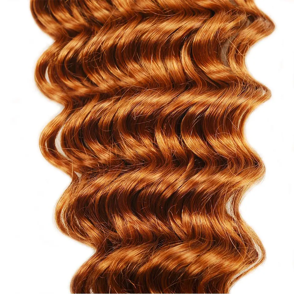 Pinshair Pre-Colored Deep Wave Malaysian Human Hair Weave 4 Bundles Brown 30 Deep Wave Non-Remy Hair Weaving Extension 400gPack (5)