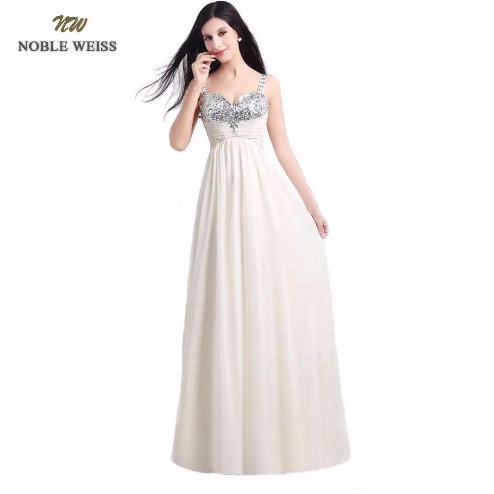 

NOBLE WEISS In Stock Sweetheart Beading Sequined Lace-up Back A-Line Floor-Length Chiffon Bridesmaid Dress Free Shipping