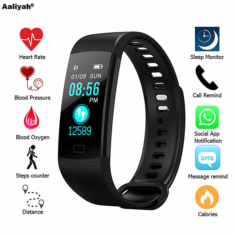

[Aaliyah] Y5 smart bracelet men and women fitness tracker Y5 Smartband information push smart arm band PK mi band 3