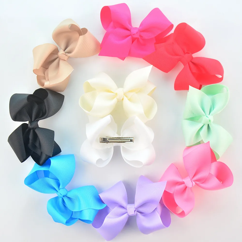 30 pcs/lot , 4.3" Large Ribbon Bow Hair Clips , Grosgrain Hair Bow on