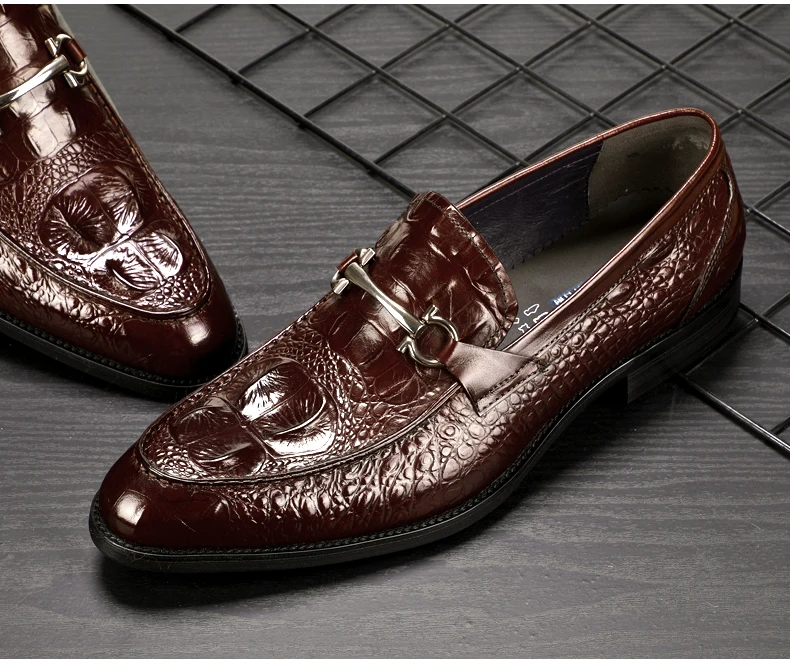 Men's Leather Casual Shoes' Oxfords Shoe Genuine Leather Shoes Men Formal Loafers Emboss Crocodile Casual Shoes Men Size 46 45   (6)