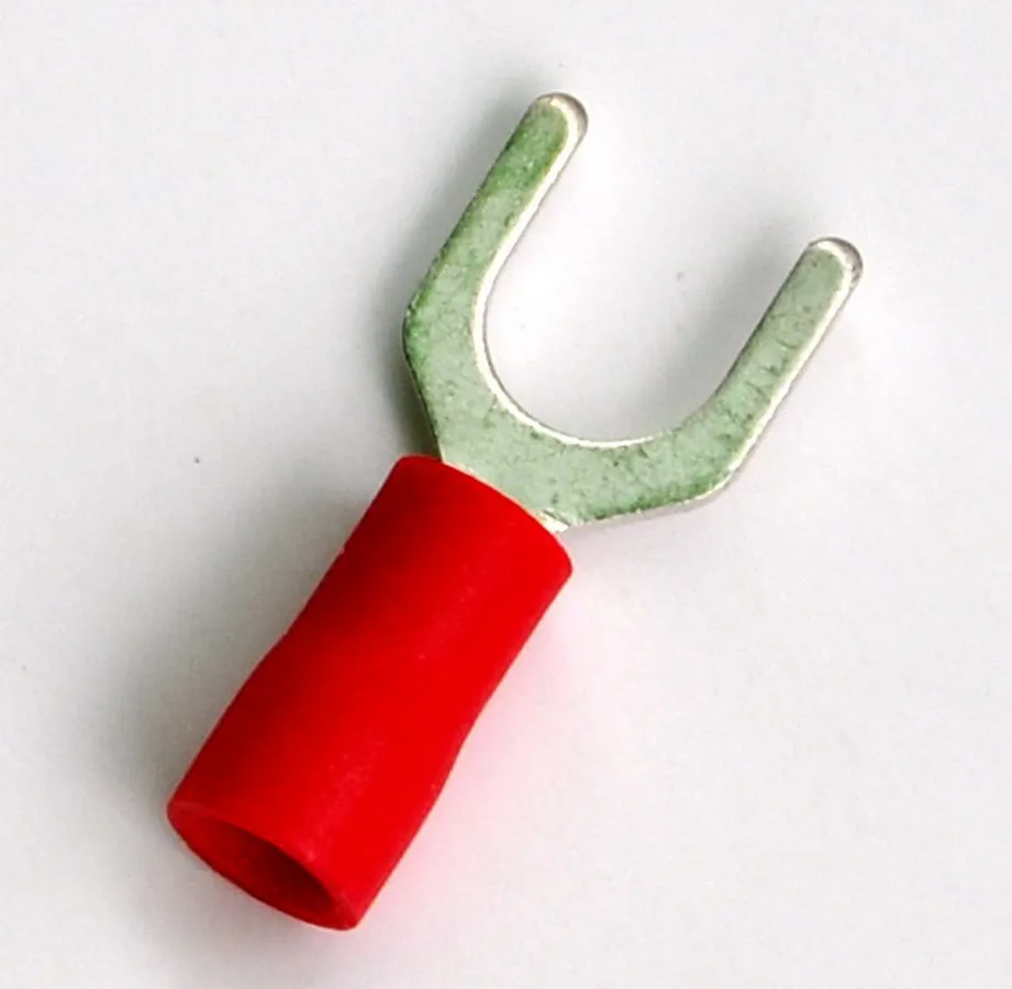 

(10 pcs/lot ) Crimp Spade Wire Connector, 22~16AWG, 1/4, 19AMP, Red, Fork Terminal.