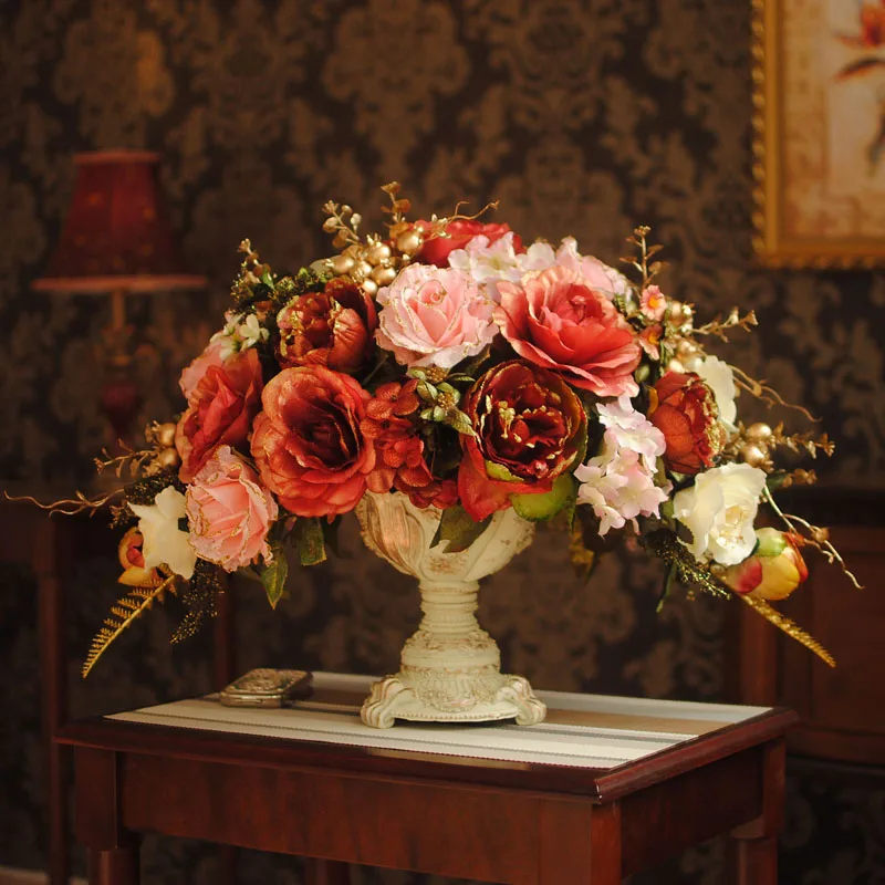 fashion rose vase silk flower free shippingin Artificial & Dried