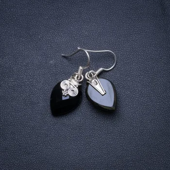 

Natural Black Onyx Handmade Unique 925 Sterling Silver Earrings 1.25" X4960