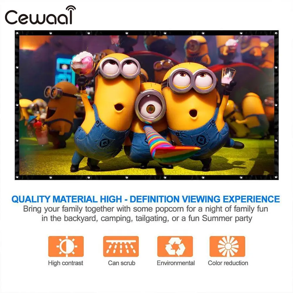 

amzdeal PVC Soft Foldable 84 inch 16: 9 Ratio Polyester screen for projector Film Home Theater HD Courtyard Projection Screen